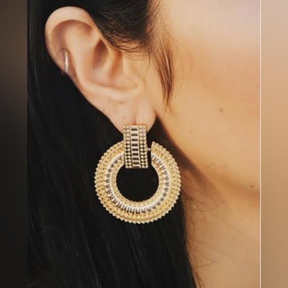 Gold Textured Earrings - Picture 6 of 6